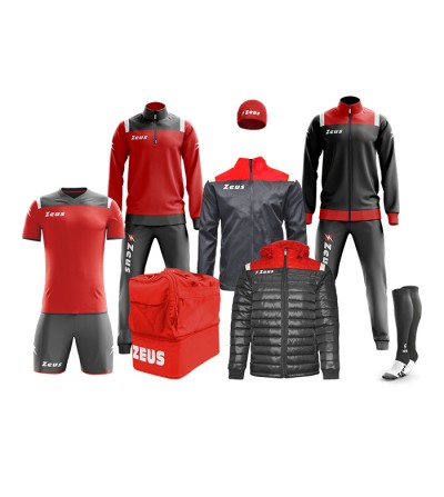Echipament fotbal complet, Box Vesuvio - Rosu / Gri, ZEUS Echipament fotbal complet, Box Vesuvio - Rosu / Gri, ZEUS