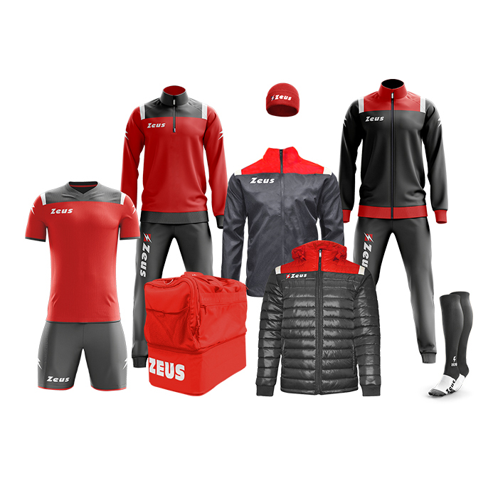 Echipament fotbal complet, Box Vesuvio - Rosu / Gri, ZEUS Echipament fotbal complet, Box Vesuvio - Rosu / Gri, ZEUS
