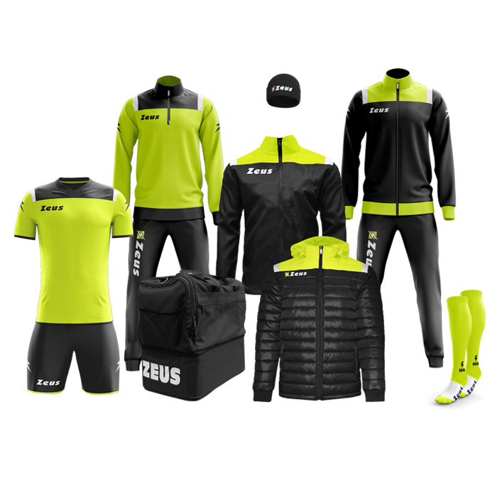Echipament fotbal complet, Box Vesuvio - Negru / Galben Fluo, ZEUS Echipament fotbal complet, Box Vesuvio - Negru / Galben Fluo, ZEUS